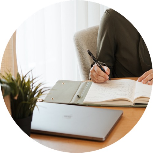 Therapist writing notes